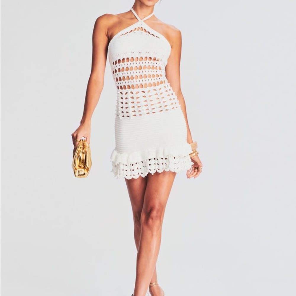 Retrofete Eze Crochet Pearl Mini Dress